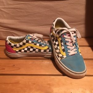 Trippy tri color vans +checkers